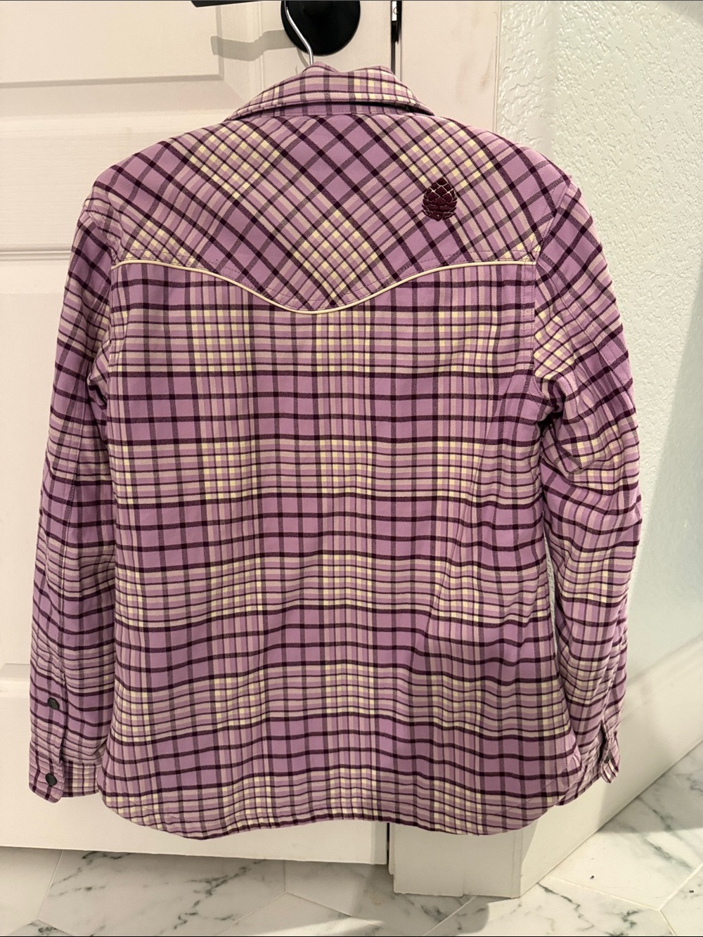 NWT Stio Buckthorn Insulated Snap Shirt Lavender Plaid Button-Down Shirt Small - Picture 3 of 6